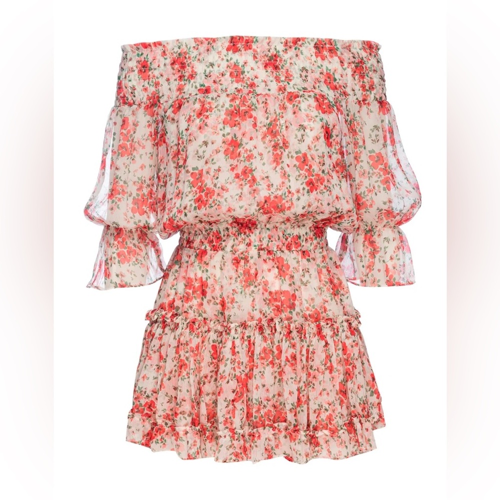 NWT Misa Los Angeles Darla Dres in Poppy Allover Red White Floral XS